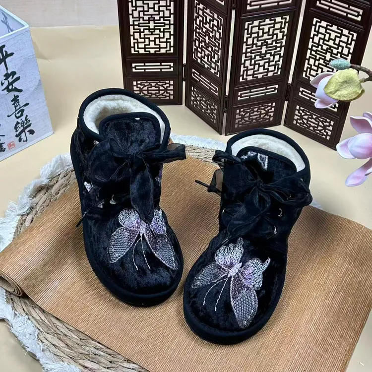 蝶影-刺绣高系棉鞋  2025秋新中式千层底布鞋百搭舒适手工布鞋