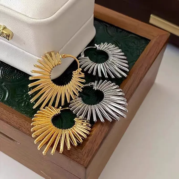 合金耳饰 金色欧美耳饰女耳环甜美轻奢银色法式韩版韩式耳圈