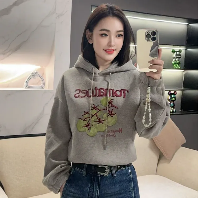 【西红柿】2025秋冬新款双面绒超柔保暖加绒连帽卫衣L5552