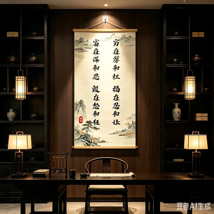 加大款【福在忍和让】新中式励志书法字画挂画书房客厅办公室装饰画商品图