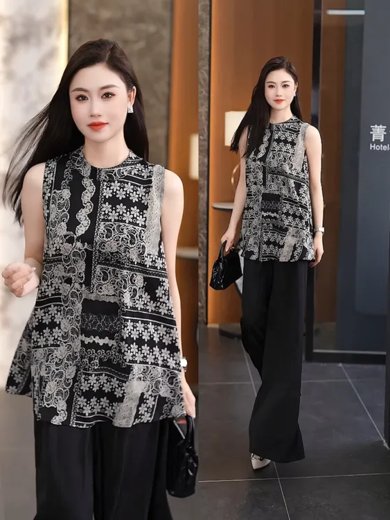 新中式风时尚套装2025年夏季新款轻奢时髦宽松气质两件套女装