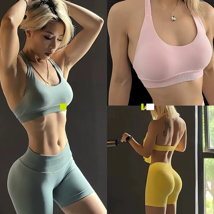 速干美背运动内衣健身蜜桃提臀套装普拉提聚拢瑜伽背心运动文胸