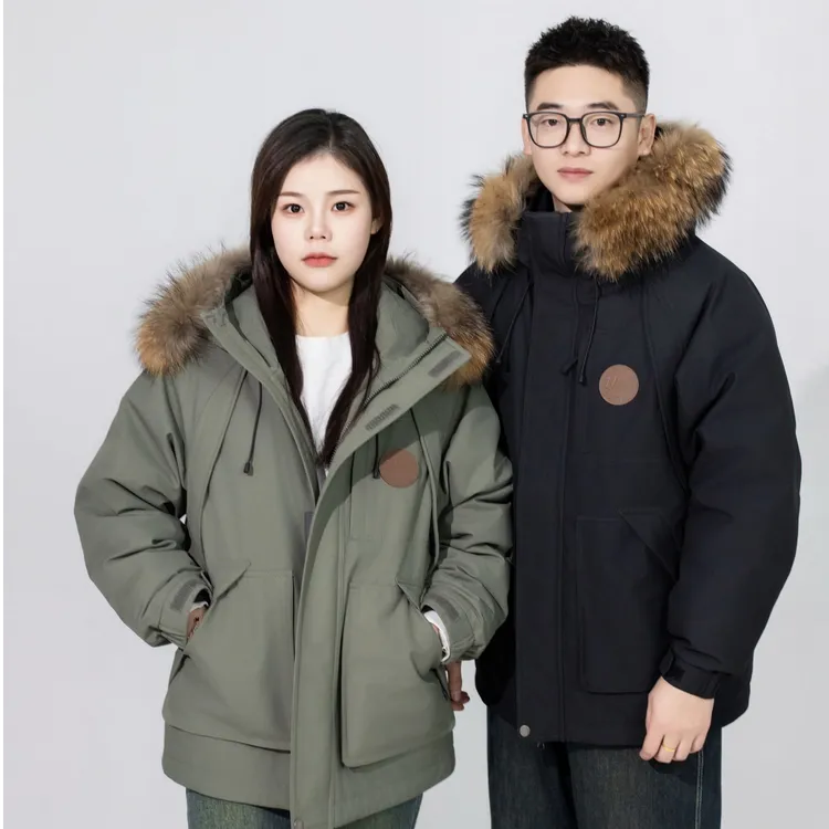 斯巴奴加厚可拆毛领新羽绒服男女短款2025冬季休闲保暖鹅绒外套潮