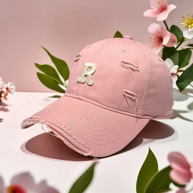 夏季棒球帽软顶鸭舌帽潮流破洞女夏做旧网红遮阳帽防晒帽子大头围