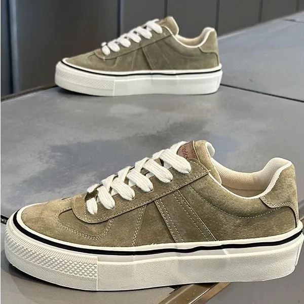 皮面休闲鞋男秋季新款透气磨砂皮男潮鞋时尚百搭低帮日系平底板鞋