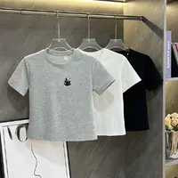 7523【小熊猫T】随心百搭印花工艺修身运动短袖T恤