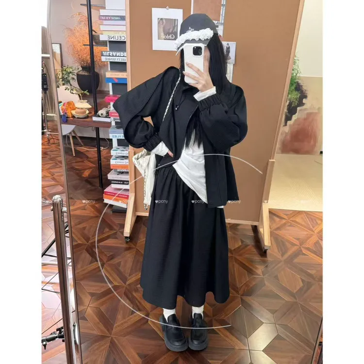 PCNY「暗格漾裙」不理理秋季新款女装时尚百搭通勤风温柔格子半身裙