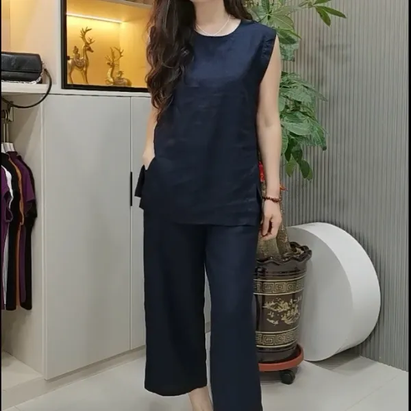 16-亚麻套装（衫➕八分裤）休闲显瘦