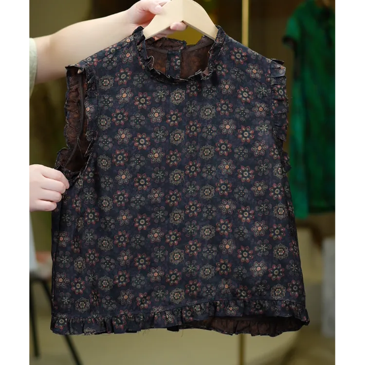 紫棠《非遗美学》1396夏季新款荷叶边减龄百搭上衣