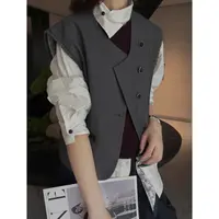 秋冬上新羊毛无袖斜扣气质百搭女式外套25DAK1211