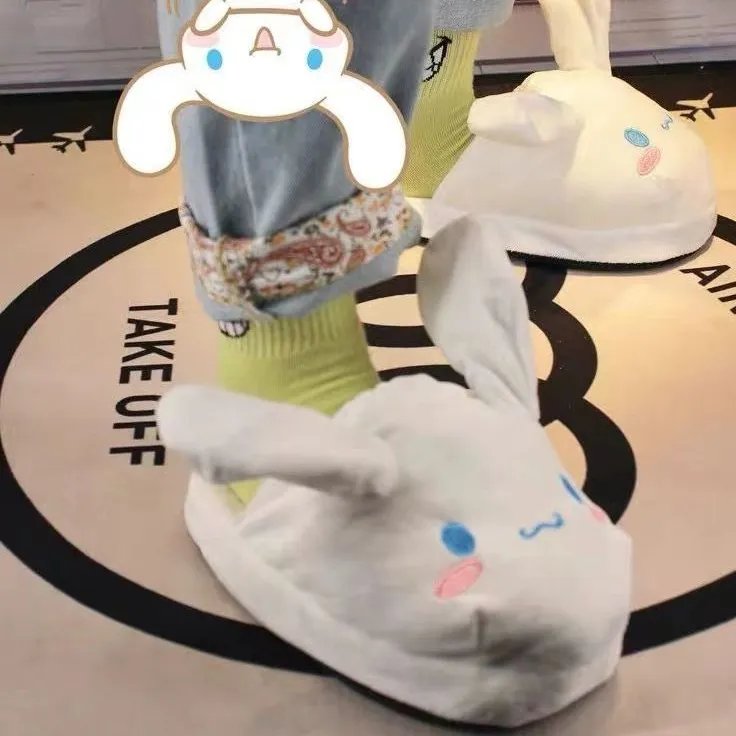 新款玉桂狗拖鞋兔耳朵会动玩具拖鞋ins可爱春夏款冬兔子耳朵包邮