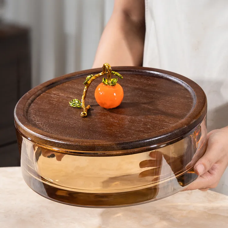 玻璃水果盘客厅家用茶几高端精致高颜值茶点盘糖果零食摆放盘带盖