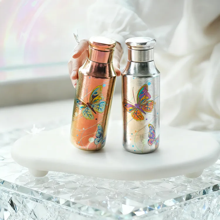 採光seeklight纯钛云裳杯吸管保温杯蝴蝶款一杯双饮带吸管300ml