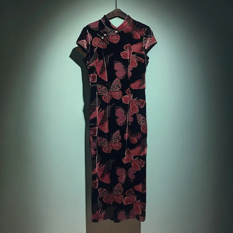 A258005设计师新款洋气显瘦修身名媛时尚气质高端收腰女装旗袍裙