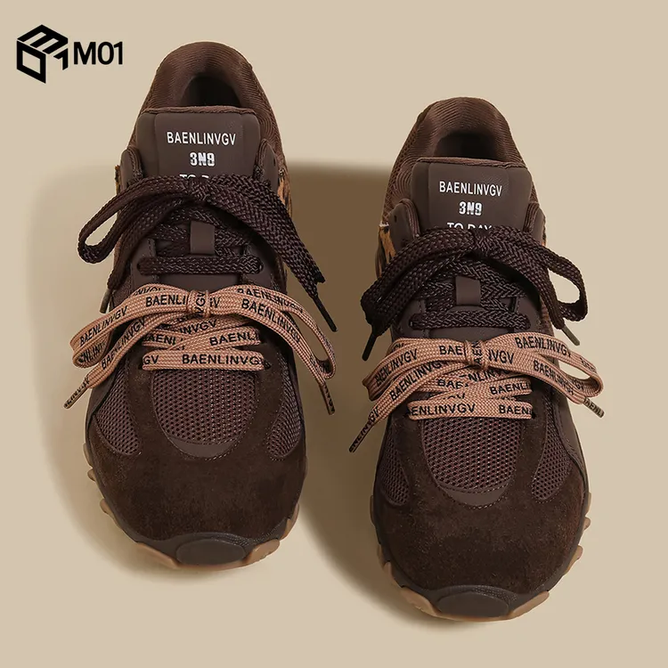 M01秋冬季新款厚底棕色豹纹德训鞋女网面阿甘运动鞋休闲老爹潮鞋