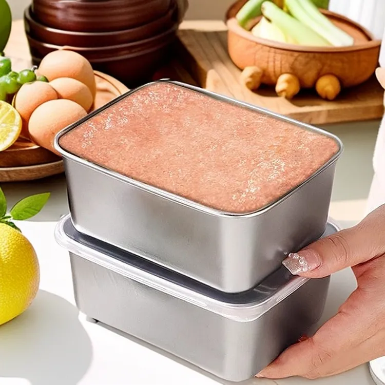 食品级304不锈钢午餐肉模具不粘蒸碗保鲜盒自制午餐肉专用模具盒