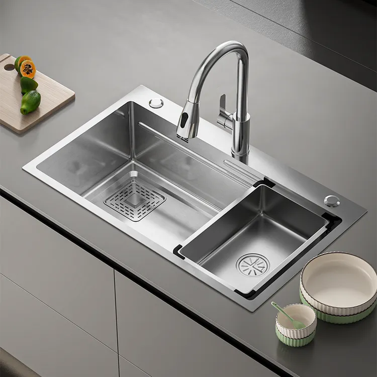 百悍厨房水槽洗菜盆不锈钢大单槽水池洗碗槽家用内置洗菜池一体柜