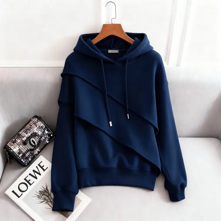 慵懒风时尚小众抽绳连帽卫衣女2025秋冬新款休闲小香风上衣外套女