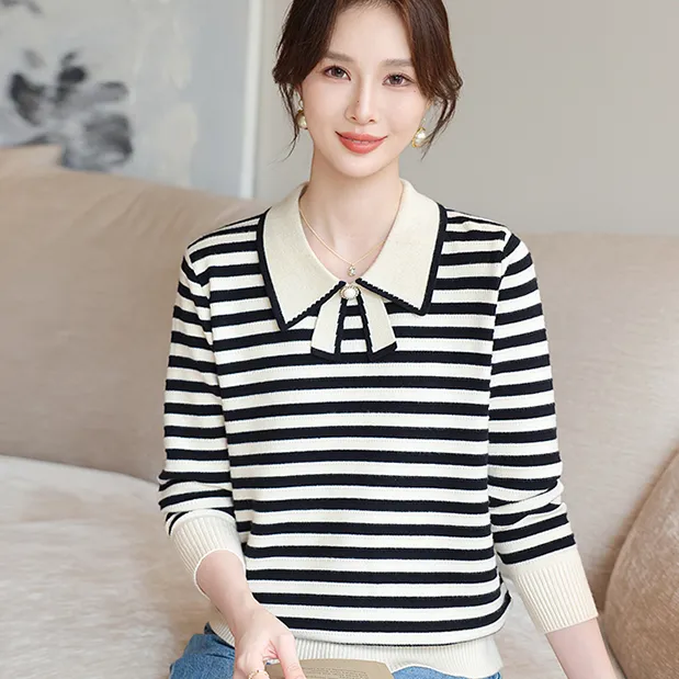 2025春秋新款妈妈秋装洋气薄款套头毛衣中老年女装宽松针织打底衫
