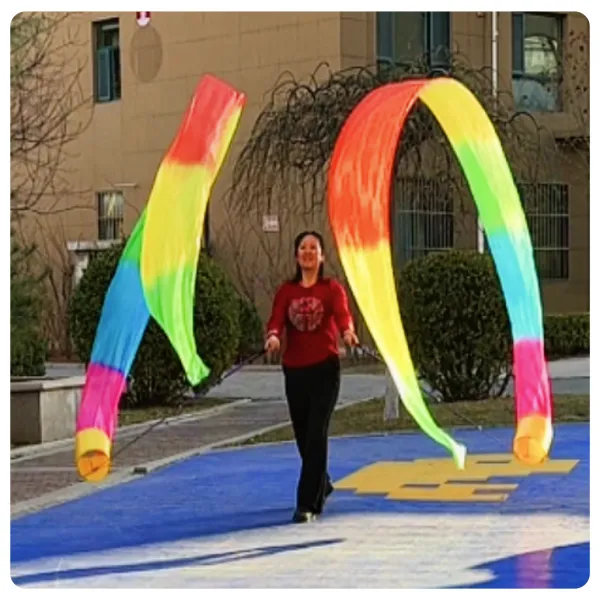 彩绸舞【22公分宽和35公分宽】双杆彩绸舞长绸筒头大红绸