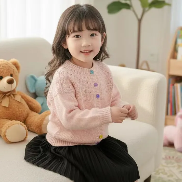 《小月芽》儿童毛衣教程宝宝毛线手工编织材料包开衫男童女童中粗棉