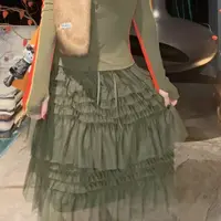 【HAV】 新款时髦高级松紧腰层层网纱蛋糕纱裙