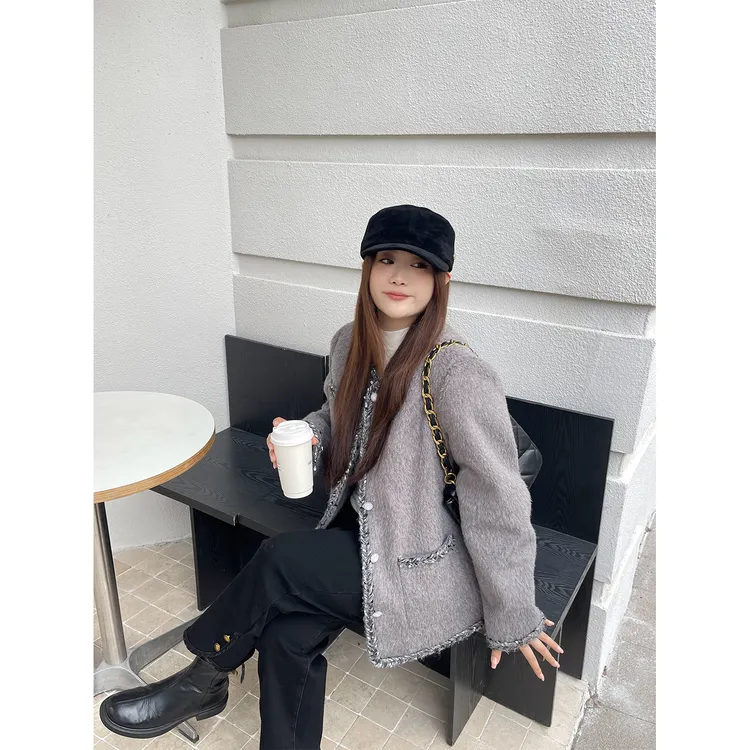 裂渡宣宣【精致小香】气质呢子外套女冬显瘦百搭夹棉小香ZY509V06