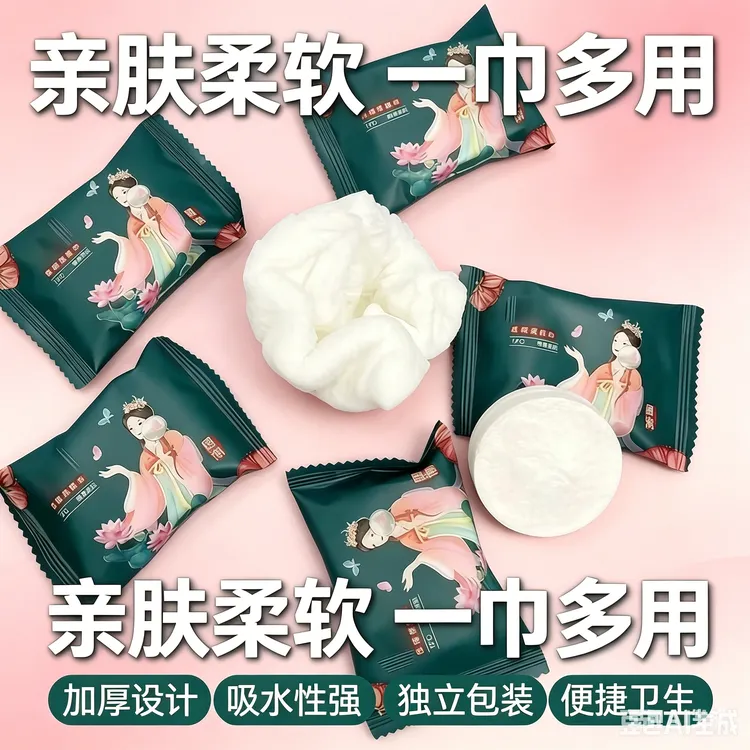 国潮风30*60柔软加厚洗护香薰洗脸巾一次性压缩毛巾干湿两用便携商品图