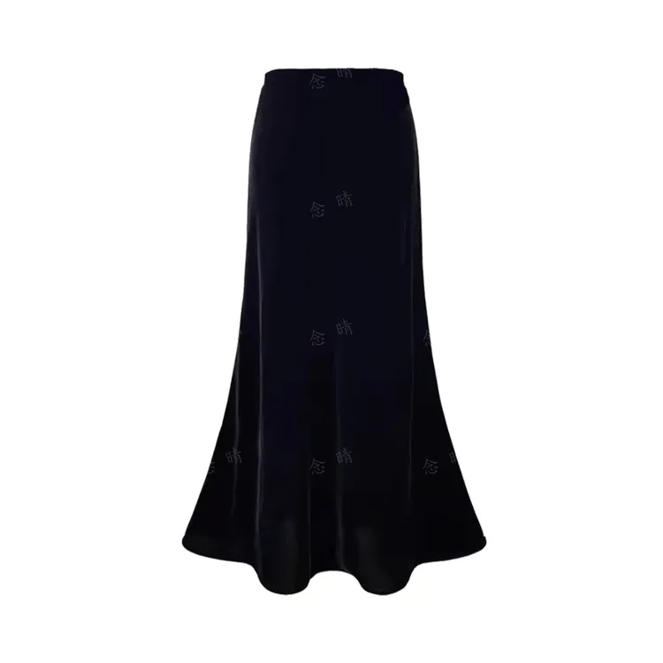 黑色阳光绒半身裙女冬季加绒加厚气质修身中长款包臀裙鱼尾裙