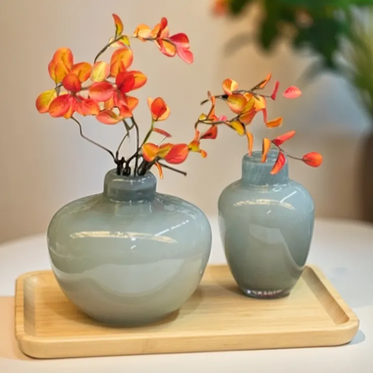 YEMAI 149烟灰小口茶几禅意精致桌面水培摆件花瓶