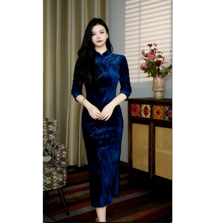 锦笙 |安夏125cm改良新中式长袖秋款拉链款日常年轻气质修身旗袍