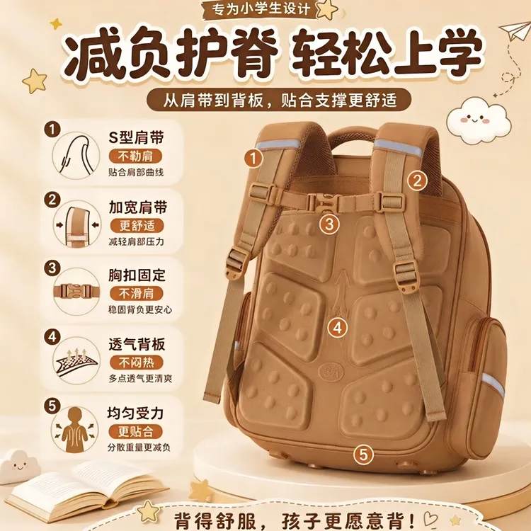 卡皮巴拉/库洛米1-6年级小学生减负护脊书包超轻书包儿童卡通书包