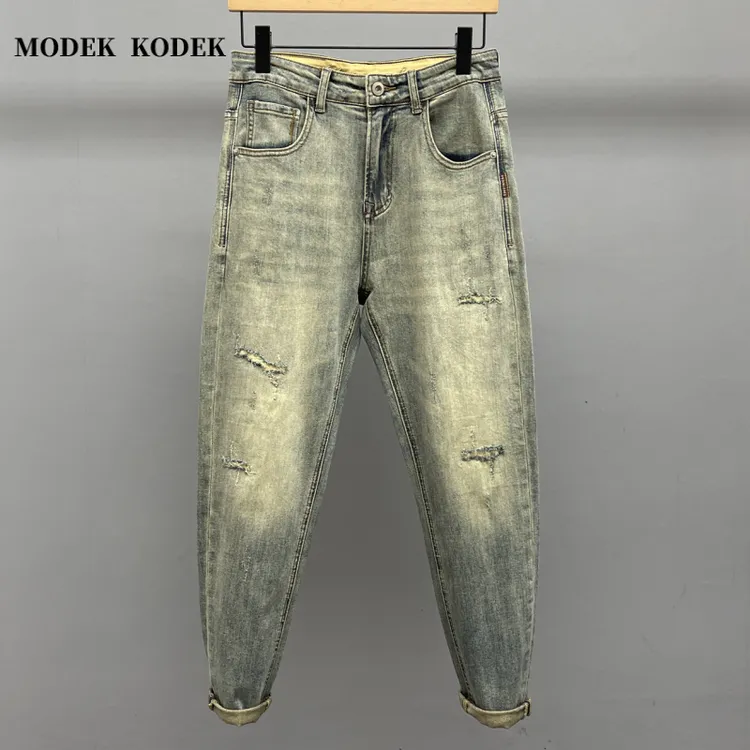 MODEK KODEK秋季新款男士韩版水洗长裤高品质潮牌复古修身牛仔裤