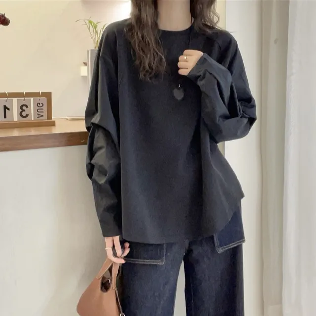 长袖黑色洋气秋季上衣女新品韩版休闲百搭T恤打底衫女女装秋装