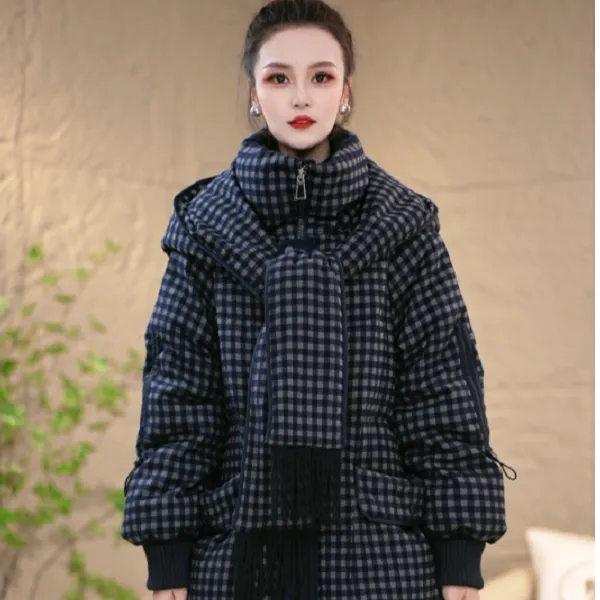 冬季围巾连帽通勤百搭经典时尚保暖白鸭绒羽绒服M-XL