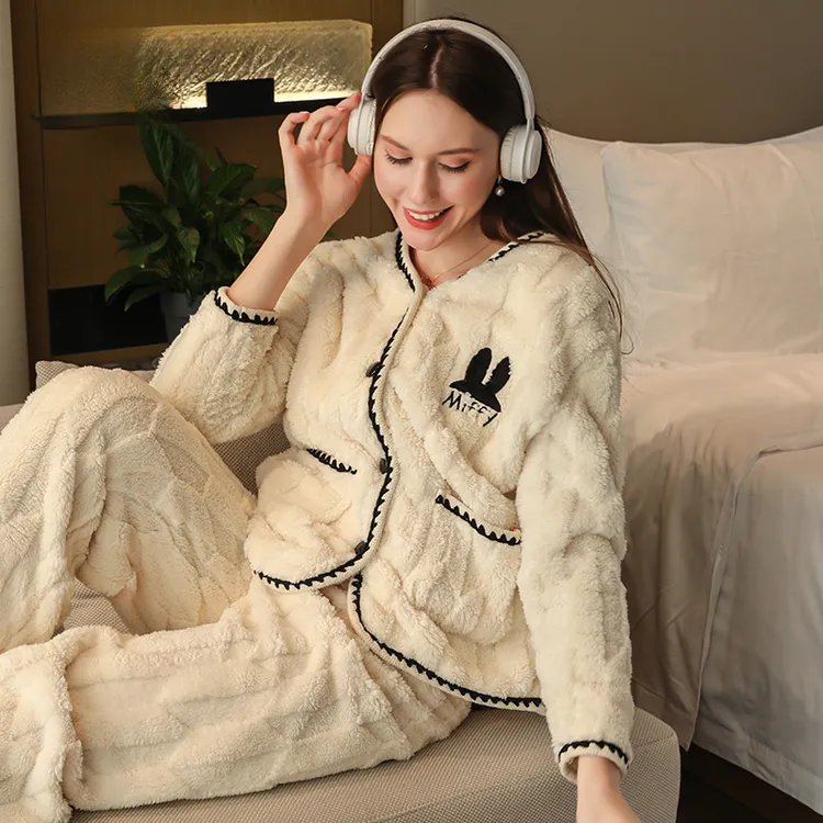 [7008]成人亲子款睡衣秋冬款加厚毛绒小香风女士家居服保暖套装