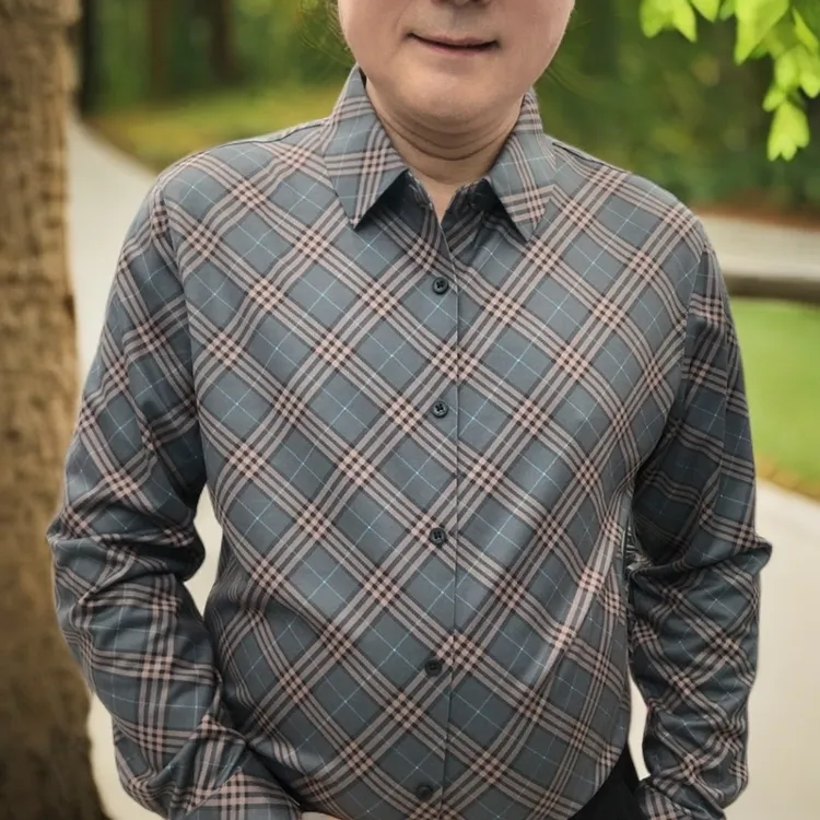 高品质长袖男士条纹格长袖衬衫春秋抗皱免烫25242