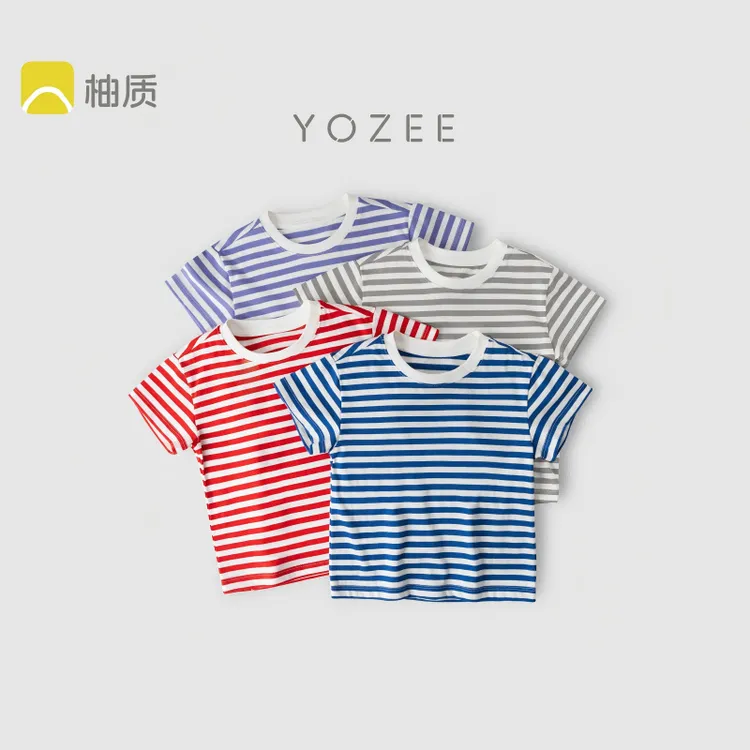 柚质儿童短袖t恤男童2025新款纯棉T恤男孩女孩夏装女童半袖上衣夏