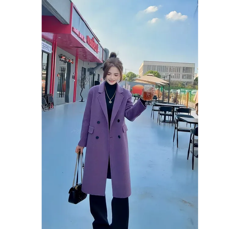 【山羊绒+天丝】快衣布高奢气质显瘦保暖小个子双面羊绒大衣2501