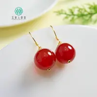 石惑珠宝·玛瑙耳坠-圆珠耳勾约12mm#多样性发一