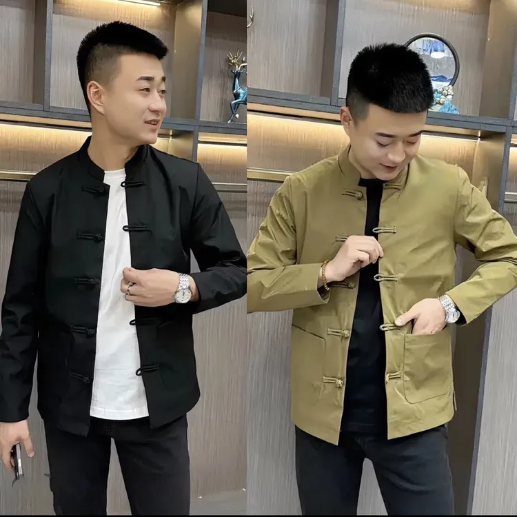 休闲新款男士夹克中国风唐装立领盘扣复古帅气中式网红款外套潮流