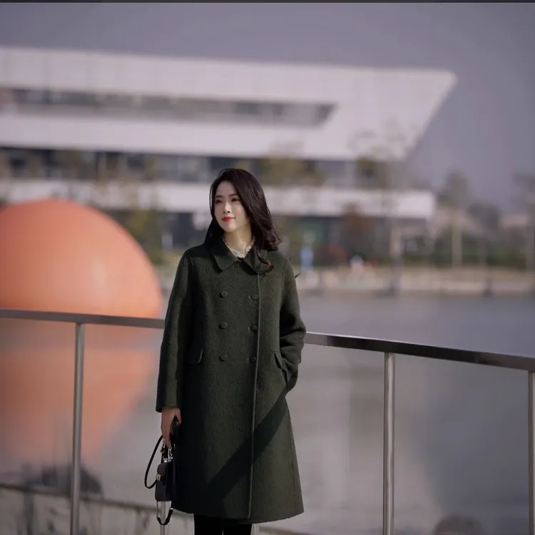 25秋冬新款韩系千金风时尚中长款双面呢韩版外套