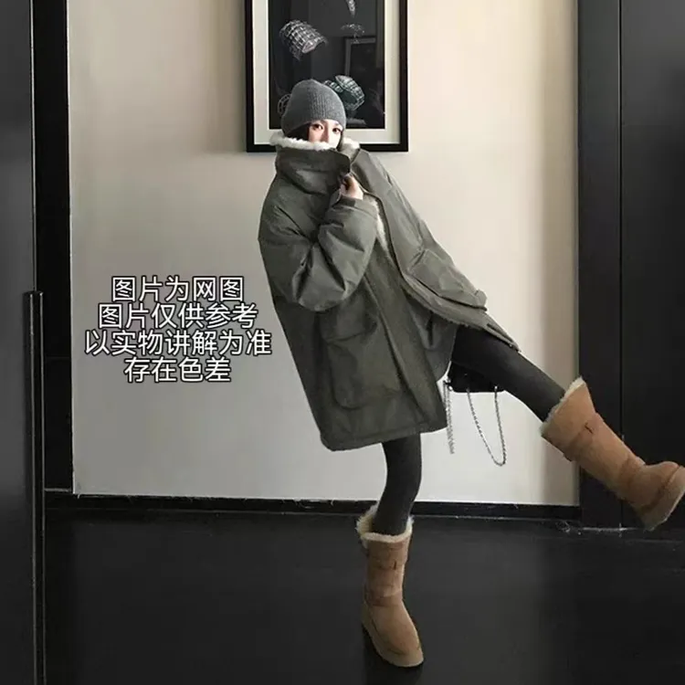 2025新款大码女装露思同款洋羔绒拼接棉服派克服外套