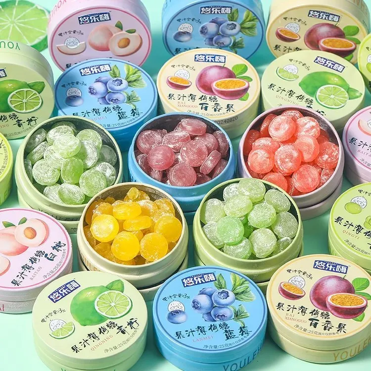 悠乐嗨果汁水果薄荷硬糖清凉铁盒清新口气网红解馋休闲小零食糖果