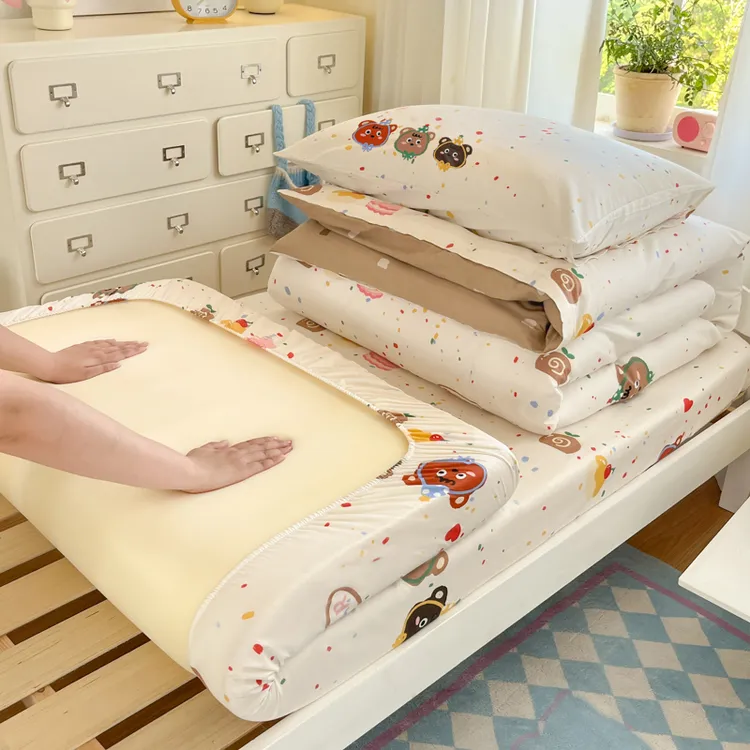 学生宿舍纯棉床笠单件2025新款0.9单人床全棉床罩儿童床垫保护罩3