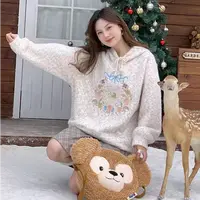 花朵刺绣彩点卫衣加厚复古连帽上衣