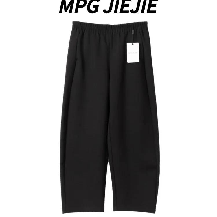 MPG JIEJIE【舒心裤】25早秋休闲简约黑色弹力松紧腰九分裤