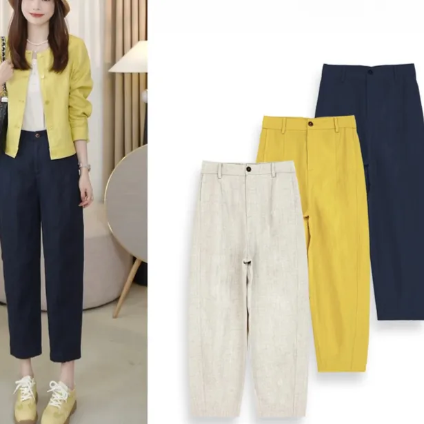 【专柜品质】云纹舒亚裤~立体剪裁后腰松紧显瘦九分奶奶裤