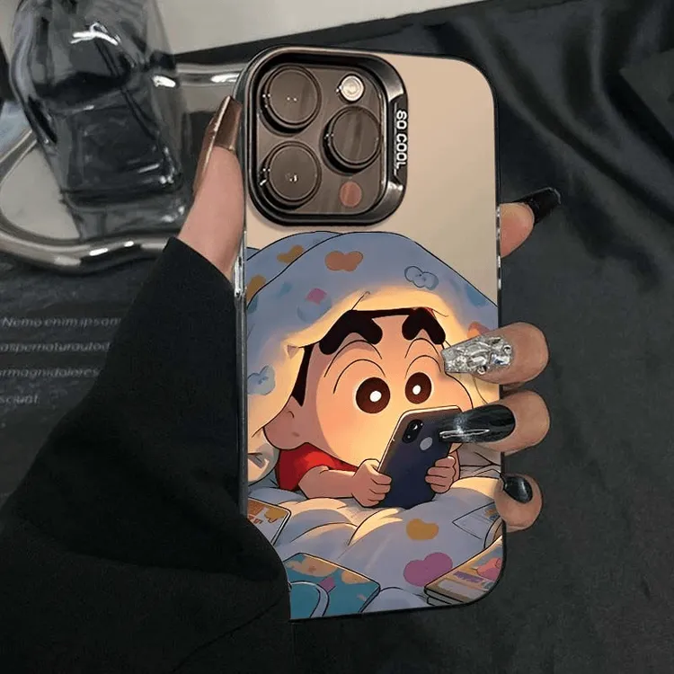 躲被窝小新适用苹果16手机壳iPhone15创意华为vivo可爱小米14oppo