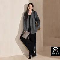 蓝语大码女装短外套极简风百搭秋冬落肩袖常规款直筒灰色宽松型